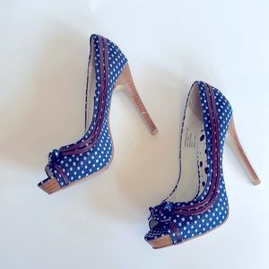 Polka dot peep toe heels